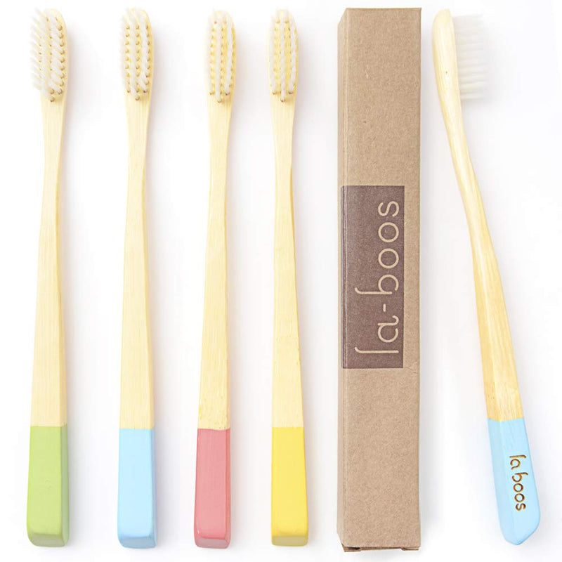 [Australia] - LaBoos Best Nature Manual Color bamboo Toothbrush, New Extra Soft Compact Bristle Toothbrush,Best Biodegradable Toothbrush For Gingivitis And Sensitive teeth. (4 PCS) 
