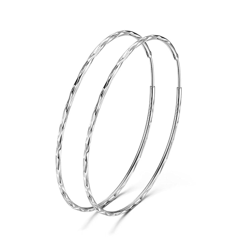 [Australia] - 925 Sterling Silver Circle Endless Hoop Earrings for Women Girls 20 30 40 50 60 mm 60.0 Millimetres 