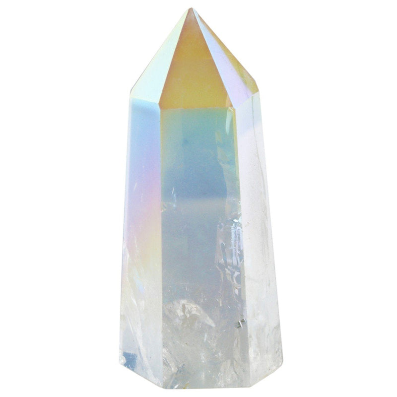 [Australia] - mookaitedecor Healing Crystals Point Wand Tumbled Faceted Prism Reiki Stone Meditation Decor,Titanium Coated Angel Aura 04#-angel Aura(1.3-2.5") 