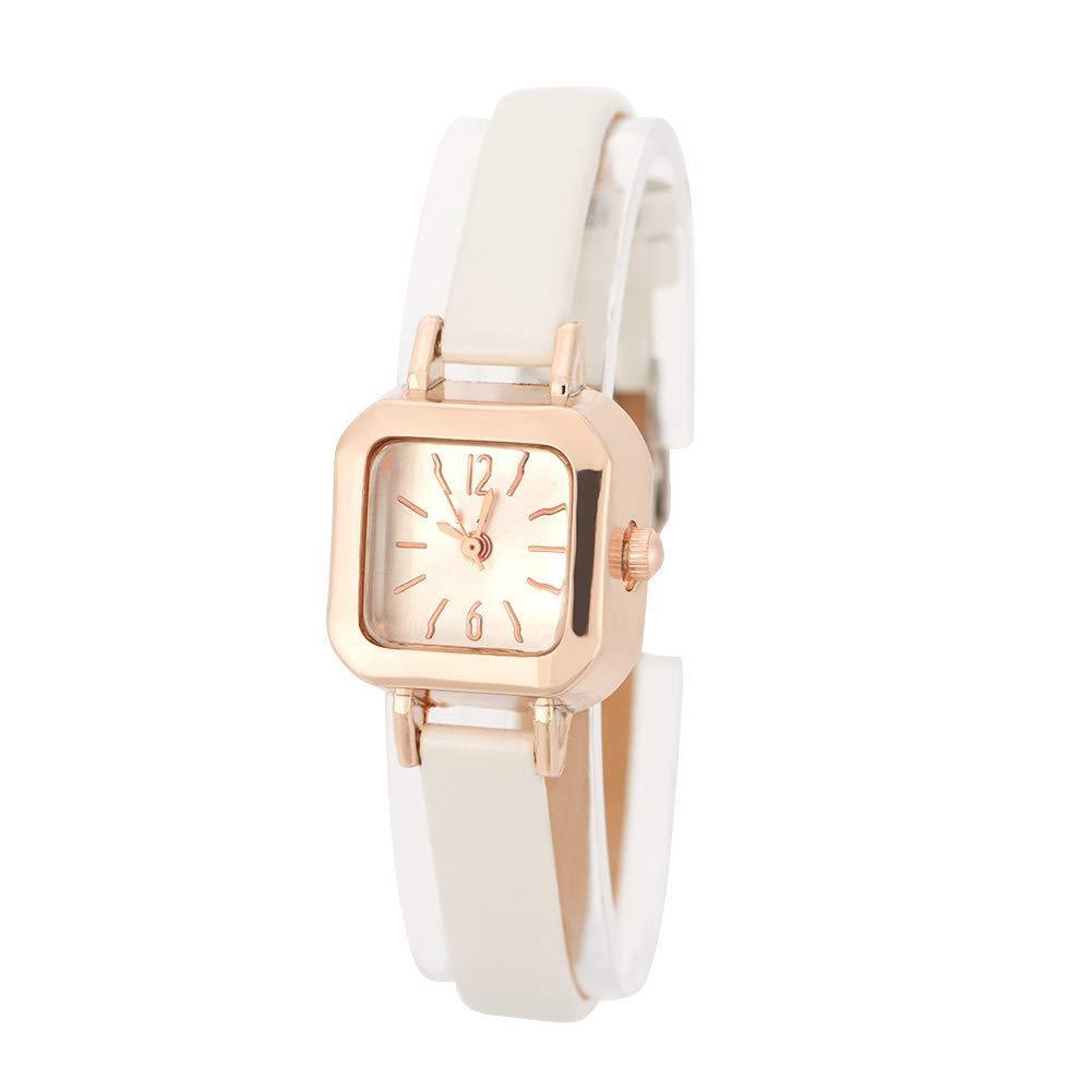 [Australia] - Watches for Women, Fashionable Female Quartz Wrist Watch Analog PU Strap Wristwatch(White) White 