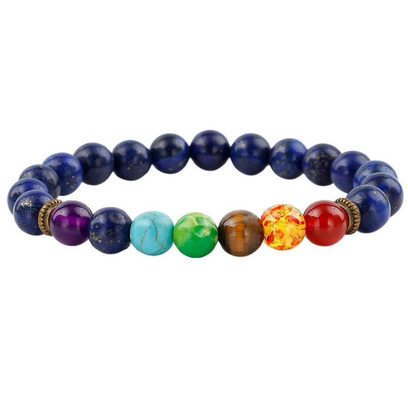 [Australia] - mookaitedecor 7 Chakras Stone Bracelet,Stretch Beads Bracelet for Yoga Meditation Healing Crystal 