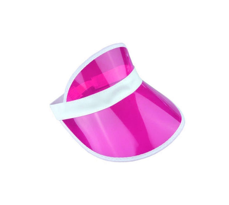 [Australia] - WickedFun® Unisex Retro 80s Neon Sun Visor Hat Headband Cap for Golf Tennis Stag Poker Party Pink 