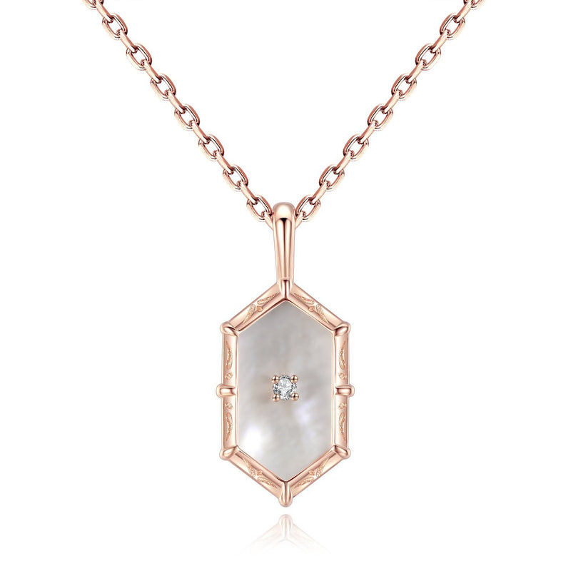 [Australia] - VIKI LYNN Mother of Pearl Shell Necklace for Women 18K Rose Gold Plated Sterling Silver Jewellery 
