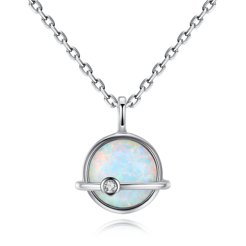 [Australia] - VIKI LYNN Created White Opal Necklace 925 Sterling Silver October Birthstone Jewellery for Women 