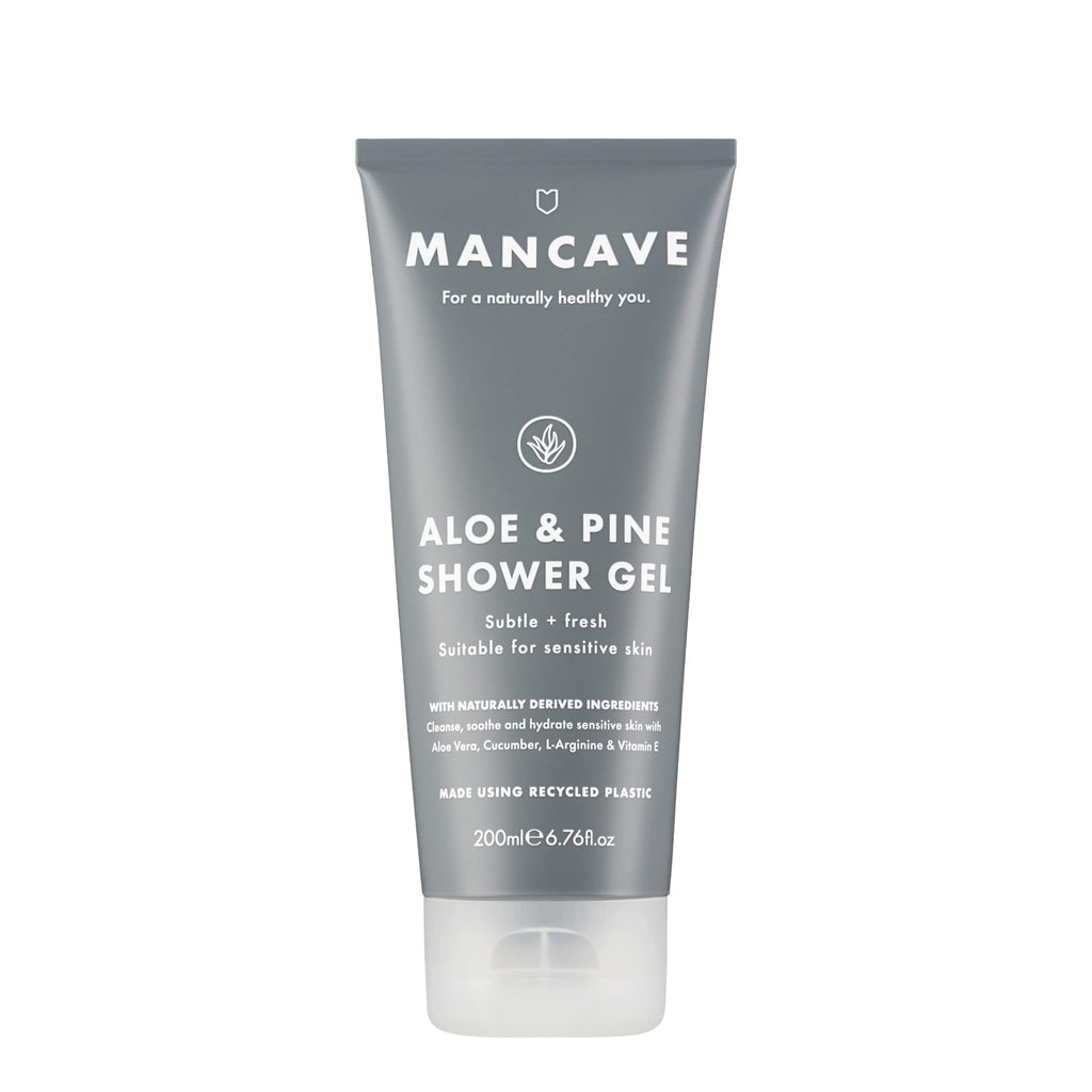 [Australia] - ManCave Aloe + Pine Shower Gel 200ml for Men, Suitable for Sensitive Skin, Natural Formulation, Vegan Friendly, Tube made from Recycled Plastics 