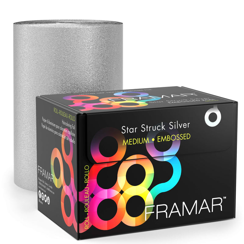 [Australia] - Framar Silver Embossed Roll Hair Foil, Hair Foils for Highlighting, Foils for Highlights, Hairdressing Foil for Hair Highlights, Highlighting Foil, Framar Foil Sheets, Hair Foils for Colouring – 320ft 