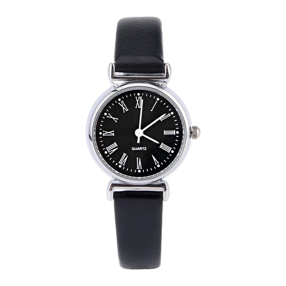[Australia] - Women Dress Watch, Exquisite Small Simple Fashion Watch Retro Leather Mini Wristwatch(Black Dial) Black Dial 