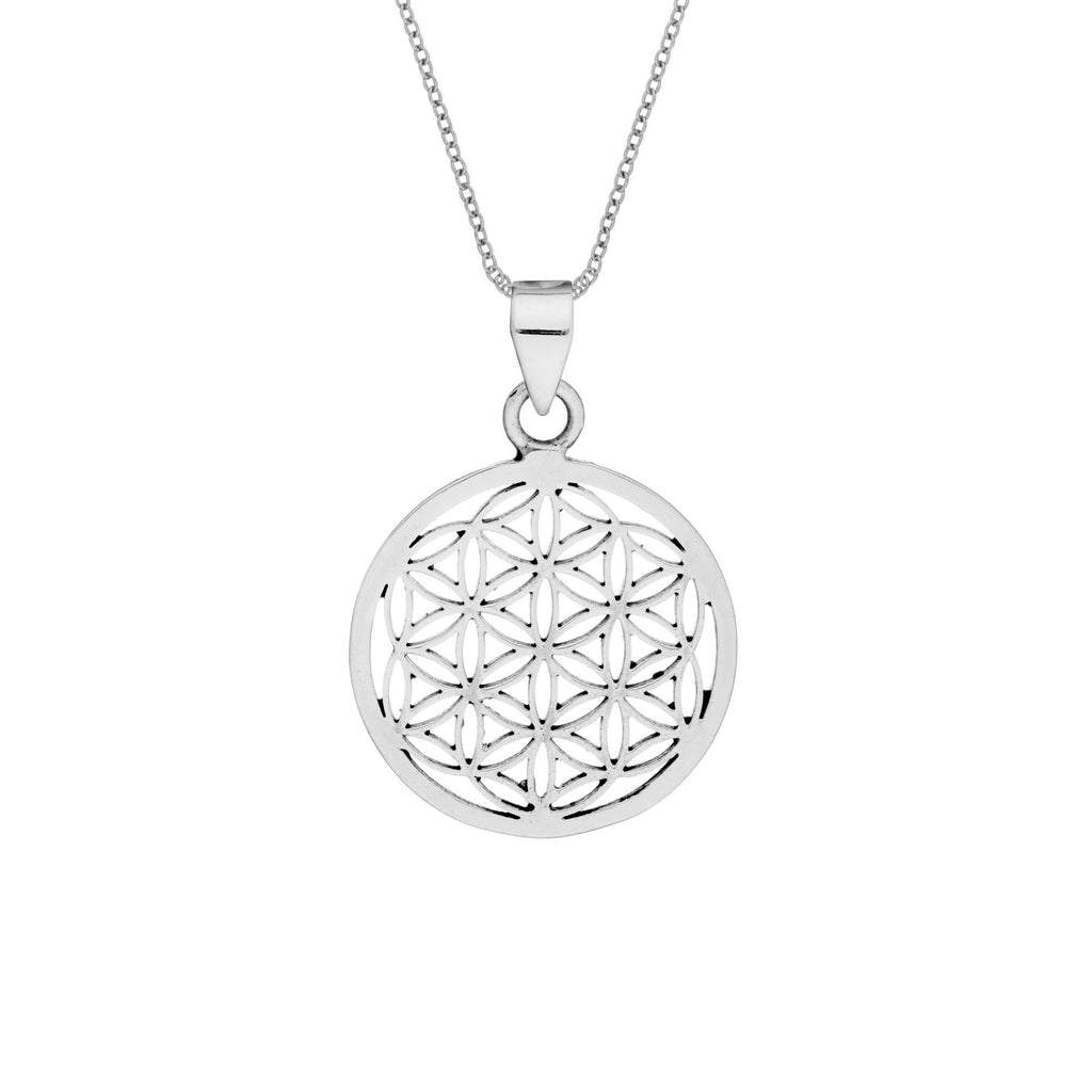 [Australia] - 81stgeneration Women's .925 Sterling Silver Round Sacred Flower of Life Pendant Necklace, 18" 