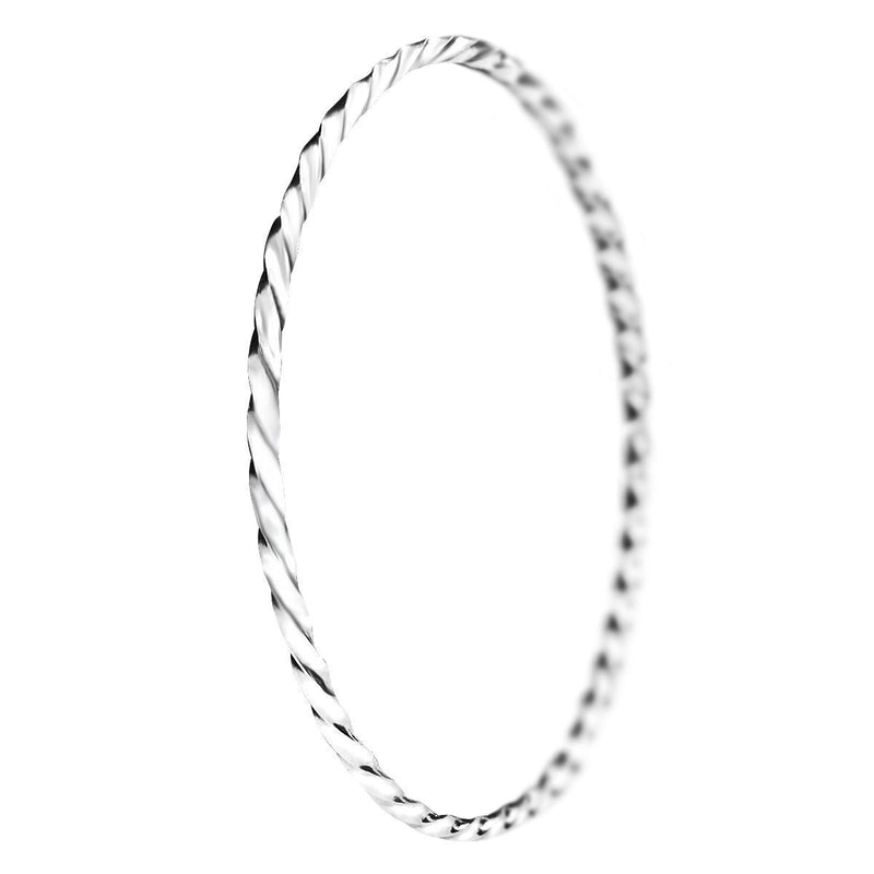 [Australia] - Mecool S925 Sterling Silver Bracelet Solid Twisted Bangle Bracelet Stackable Textured Bangle Bracelet for Women-inner size 2.48" 