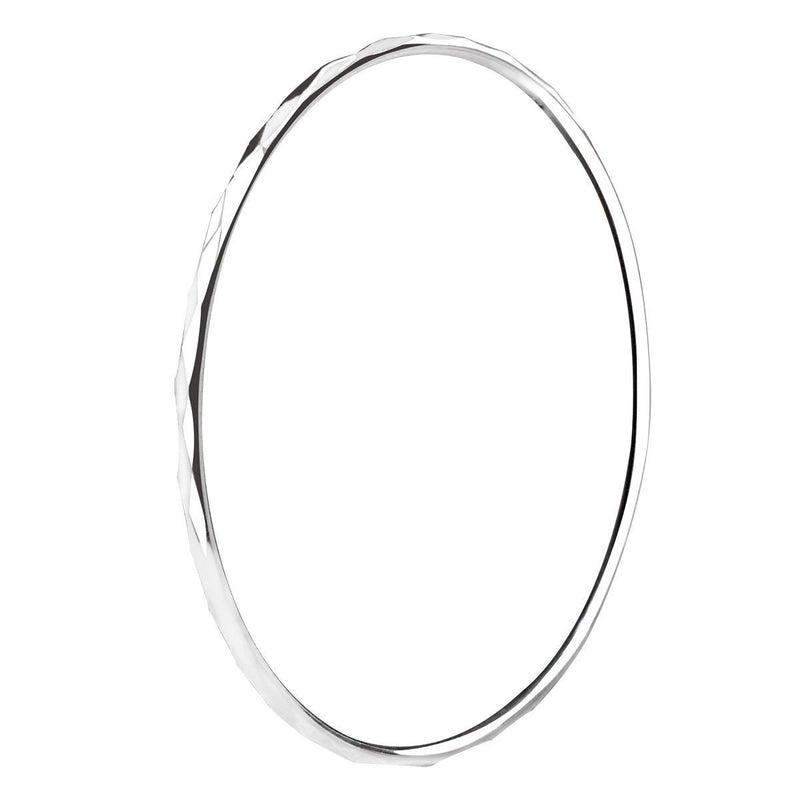[Australia] - Mecool 925 Sterling Silver Solid Bracelet 2mm Thin Round Stackable Textured Bangle Bracelet 2.48" 