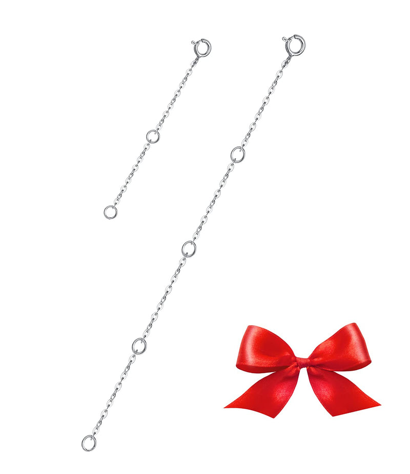 [Australia] - GinoMay Sterling Silver Necklace Extenders Chain Set of 2 Pcs Pack 2" and 4" or 2"and 5" - Solid 925 Sterling Silver Fine Chain Dianty Durable Adjustable 2" & 4" Extender 