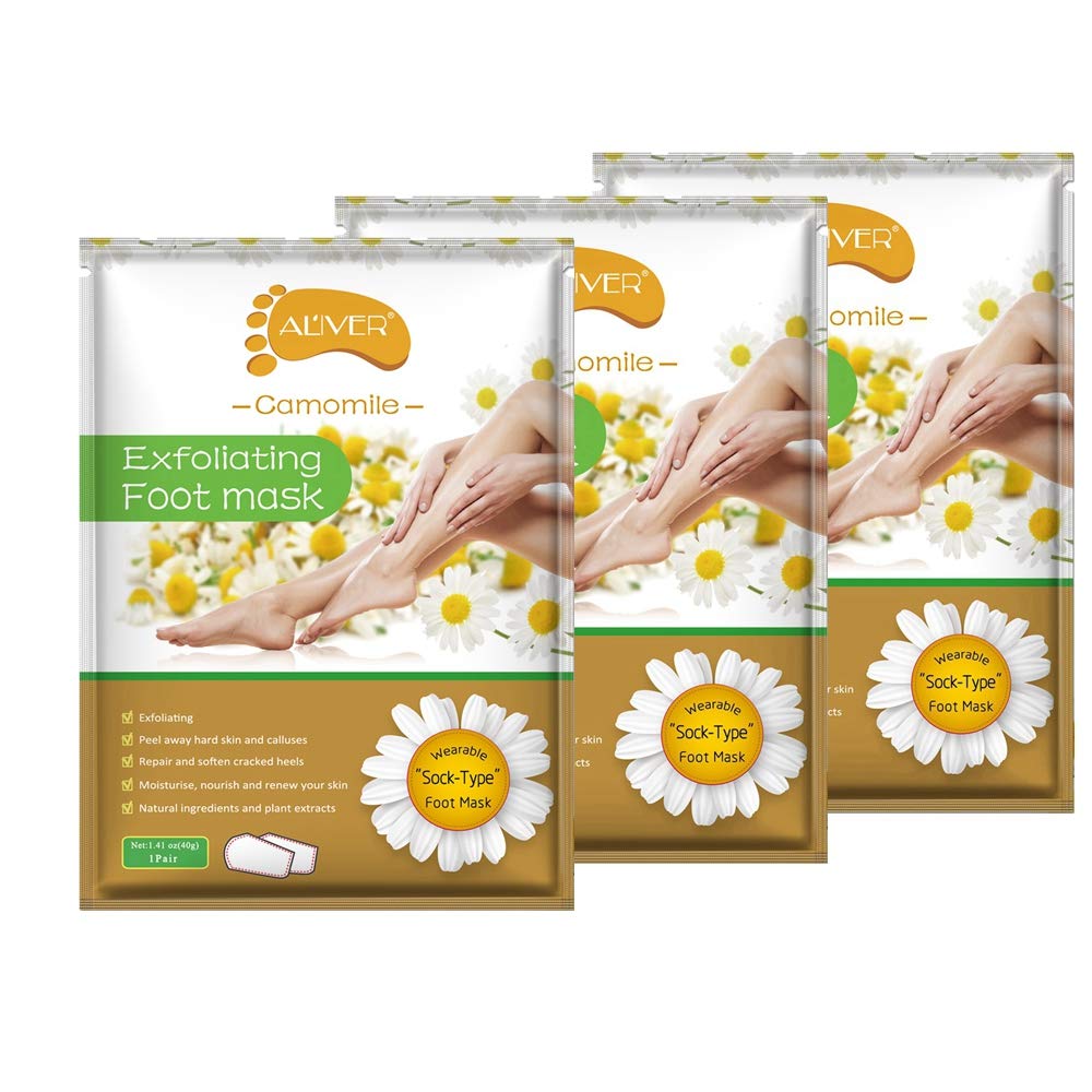 [Australia] - 3 Pairs Chamomile Foot Exfoliating Mask, Foot Peel Mask, Foot Peeling Away Calluses and Dead Skin Remover Repair Rough Heels, Foot Peeling Mask 