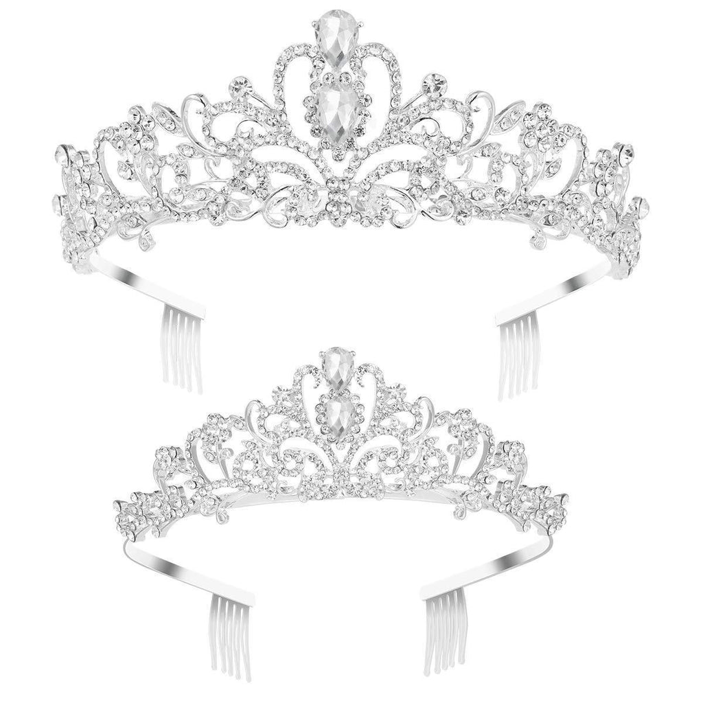 [Australia] - Frcolor Crystal Tiara 2 Pack Rhinestone Tiara Crown with Comb Wedding Bridal Birthday Tiara Headband 