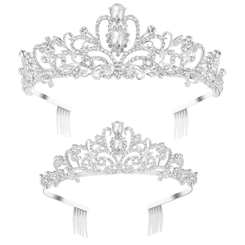 [Australia] - Frcolor Crystal Tiara 2 Pack Rhinestone Tiara Crown with Comb Wedding Bridal Birthday Tiara Headband 