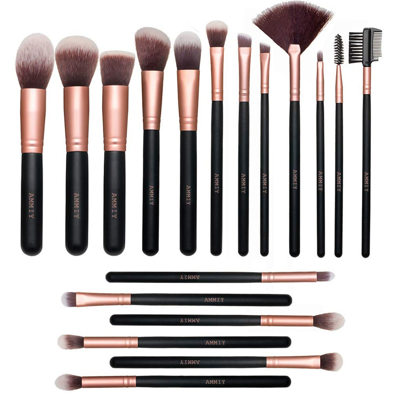 [Australia] - Makeup Brushes Lospu HY Makeup Brushes Sets 18-Piece Rose Golden Make-up Brush Sets Premium Synthetic Wood Handle Face and Eye Brushes for Foundation, Powder, Concealers, Blush, and Eyeshadow 