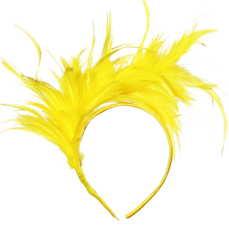 [Australia] - Coucoland Feather Fascinator 1920s Fascinator Gatsby Feather Headband Bridal Headpiece 1920s Flapper Accessories Derby Headpiece for Cocktail Yellow 