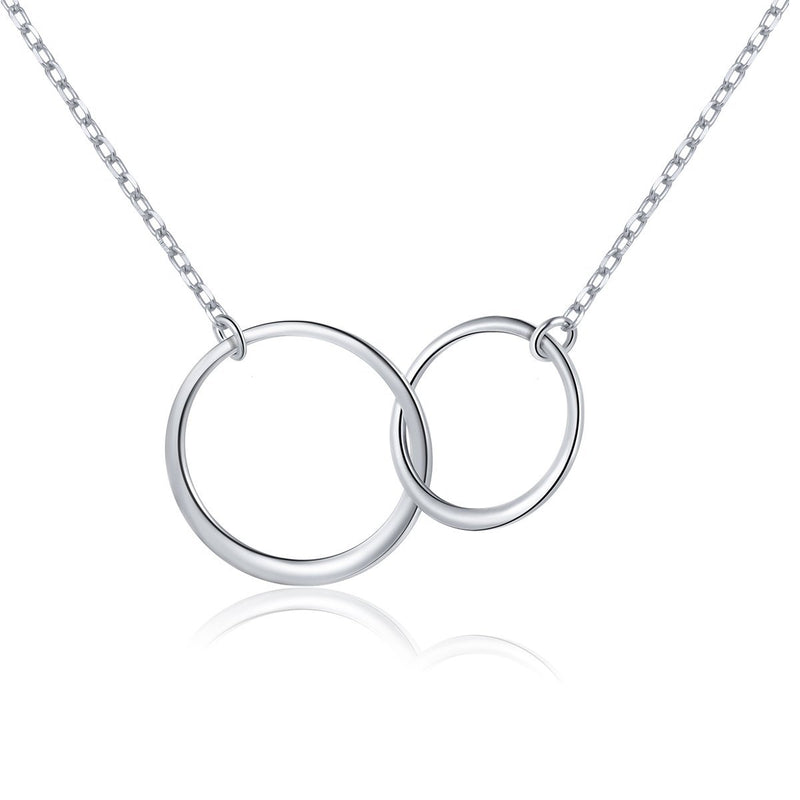 [Australia] - DAOCHONG Sterling Silver Two Interlocking Infinity Circles Necklace Dainty Simple Choker Necklace,Rolo Chain Style A 