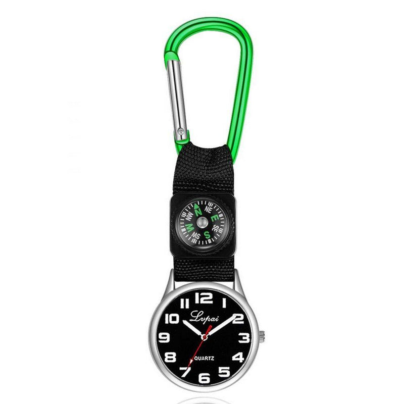 [Australia] - Sports Watch, Casual Multi Function Compass Watch with a Carabiner Hanging on The Pocket Running Watch for Camping Green 