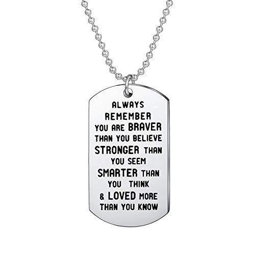 [Australia] - BESPMOSP Inspirational Gifts For Teen Girls Boys Always Remember You Are Braver Than You Believe Necklace Inspirational Jewellery Graduation Gifts 