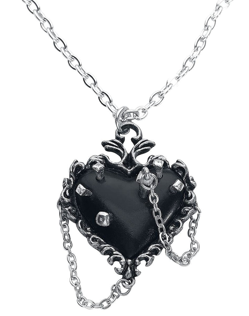 [Australia] - Alchemy Gothic Witches Heart Women Necklace Silver-Coloured, Pewter, 
