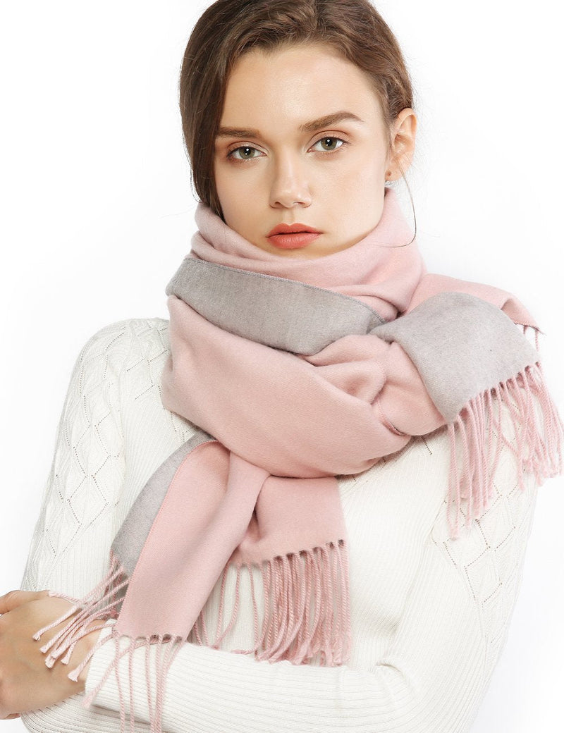 [Australia] - RIIQIICHY Winter Scarf Pashmina Shawl Wrap for Women Long Large Warm Thick Reversible Scarves Pink and Grey 
