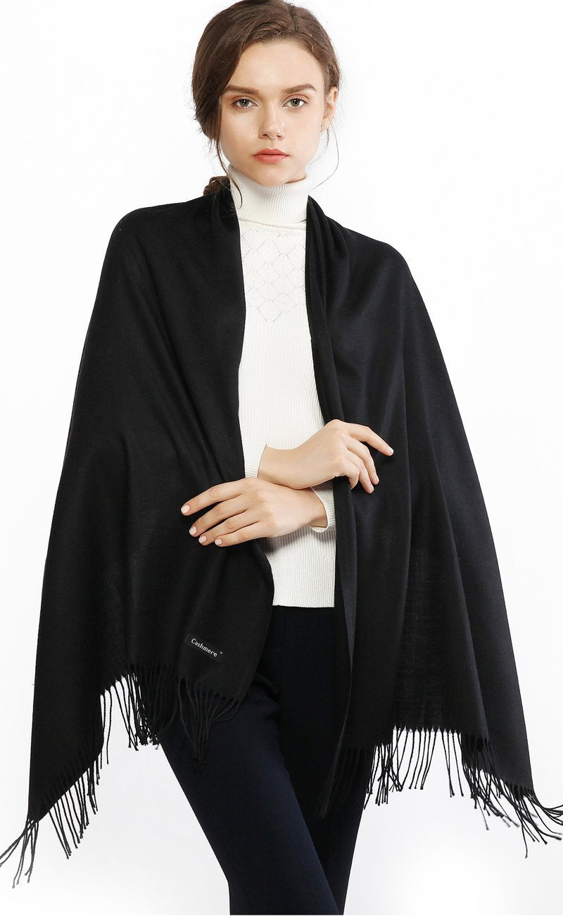 [Australia] - RIIQIICHY Winter Warm Scarf Pashmina Shawl Wrap for Women and Men Long Large Soft Scarves Black 