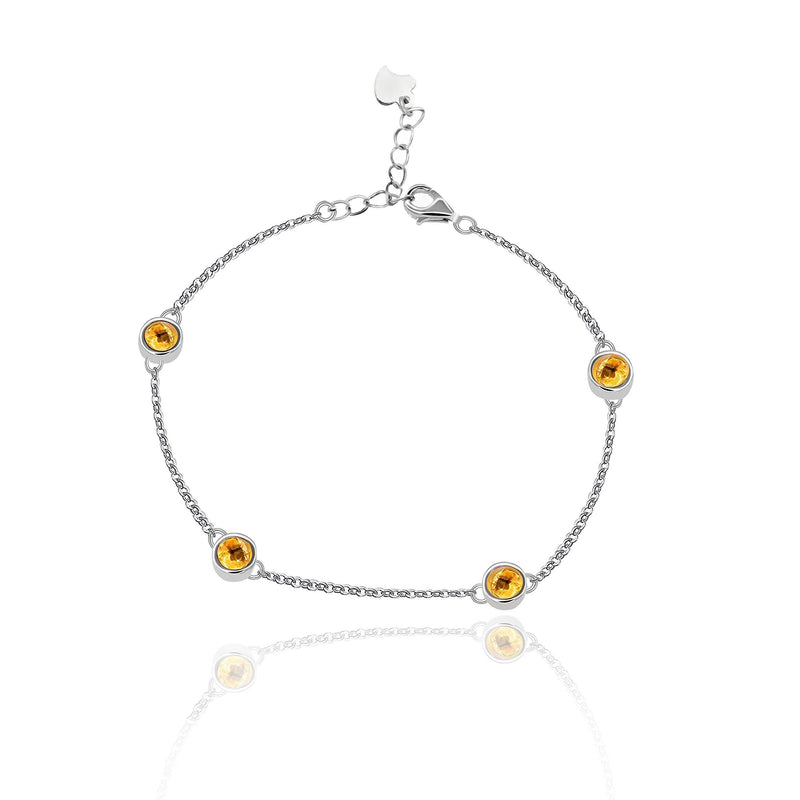 [Australia] - Uloveido 925 Sterling Silver Garnet Citrine Amethyst Crystal Link Chain Bracelet for Women White Gold Plated FB045 