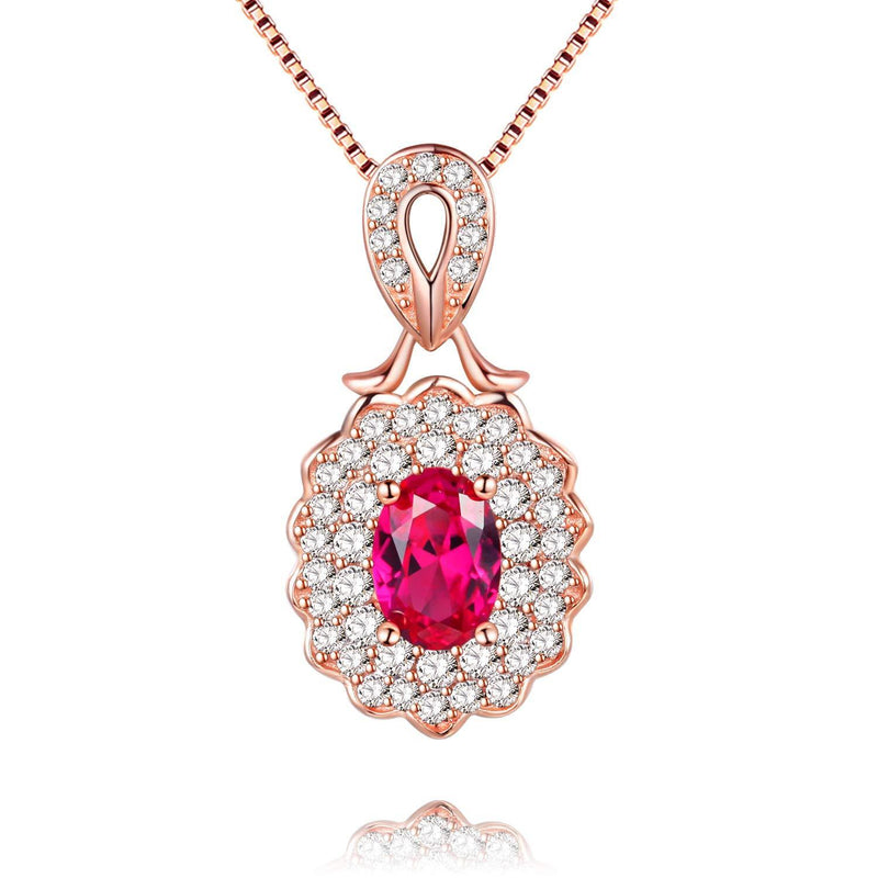 [Australia] - Uloveido Women 925 Sterling Silver Oval Shape 0.9 Carats Natural Pink Topaz Pendant Infinity Necklace Rose Gold Plated FN008 