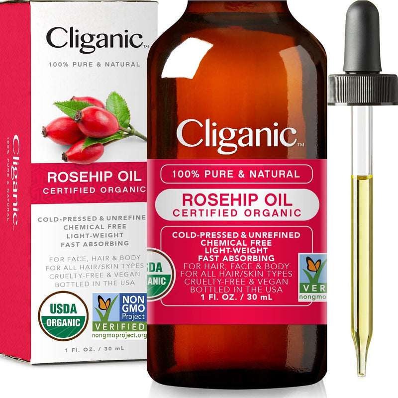 [Australia] - USDA Organic Rosehip Oil for Face, 100% Pure | Natural Cold Pressed Unrefined, Carrier Seed Oil for Skin, Hair & Nails | Certified Organic (30ml) | Cliganic 90 Days Warranty 30 ml (Pack of 1) 