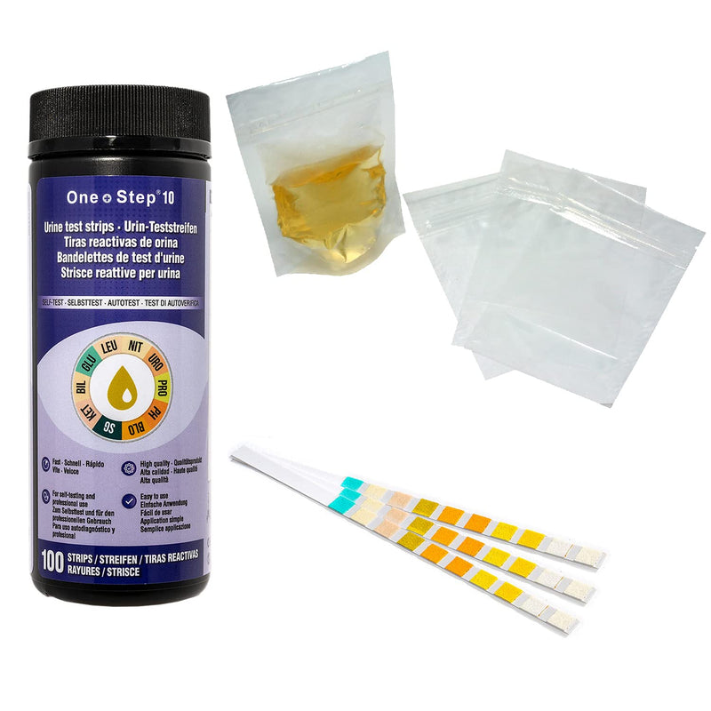 [Australia] - 100 x 10 Parameter Professional/GP Urinalysis Multisticks Urine Strip Test Stick Strips - pH/Glucose/Ketone/Liver & Kidney Infection + 10 Urine Specimen Bag 100 Test Strips + 10 Specimen Bags 