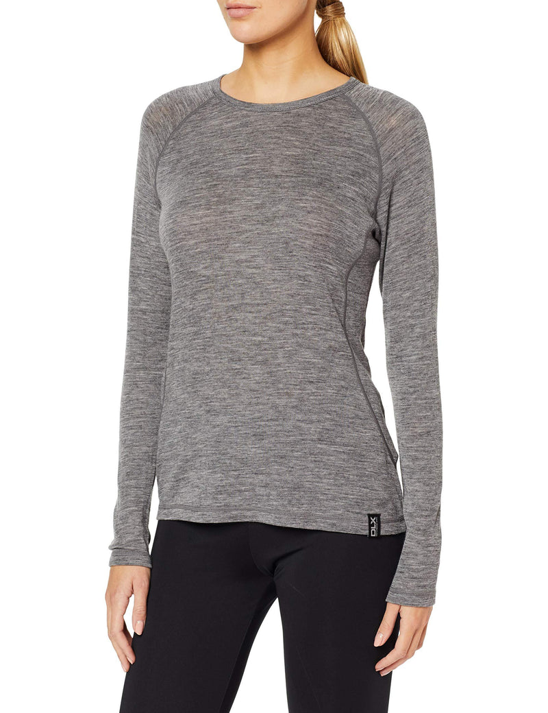 [Australia] - DLX Women's Libra Antibacterial Long-sleeved Baselayer Top XXL Dark Grey Marl 