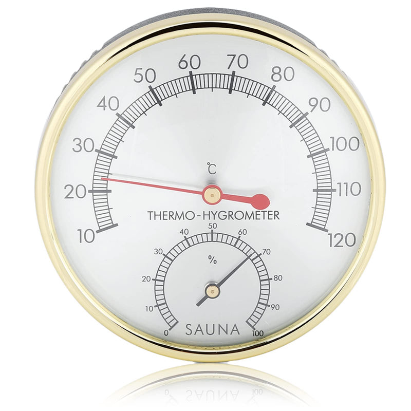 [Australia] - Dioche Metal Dial Thermometer Hygrometer, Sauna Thermometer, Indoor Hygro-thermometer, Weather Thermometer Sauna Room Accessory 