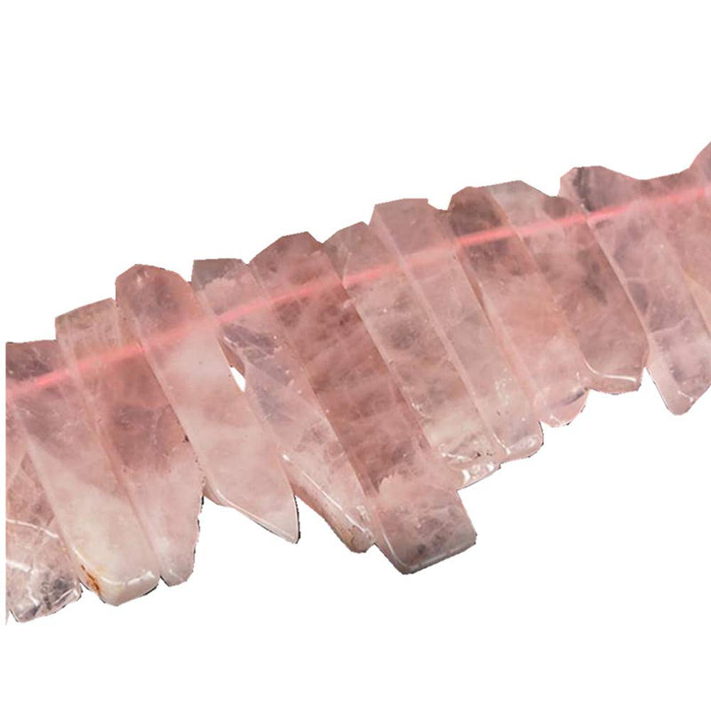 [Australia] - AITELEI Natural Rose quartz Crystal Points Beads Irregular Flat Strip Loose Stick Beads Gemstone for Jewelry Making Healing Crystal Polished/Raw Quartz Top Drilled 