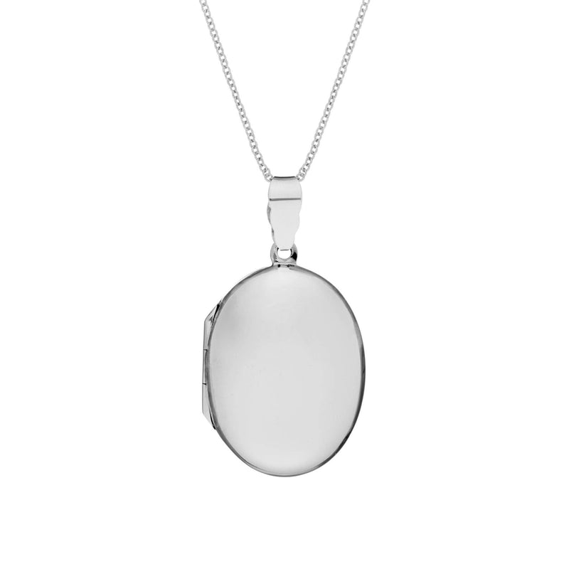 [Australia] - Silverly Women's .925 Sterling Silver Large Plain Smooth Oval Shaped Locket Pendant Necklace, 18" 