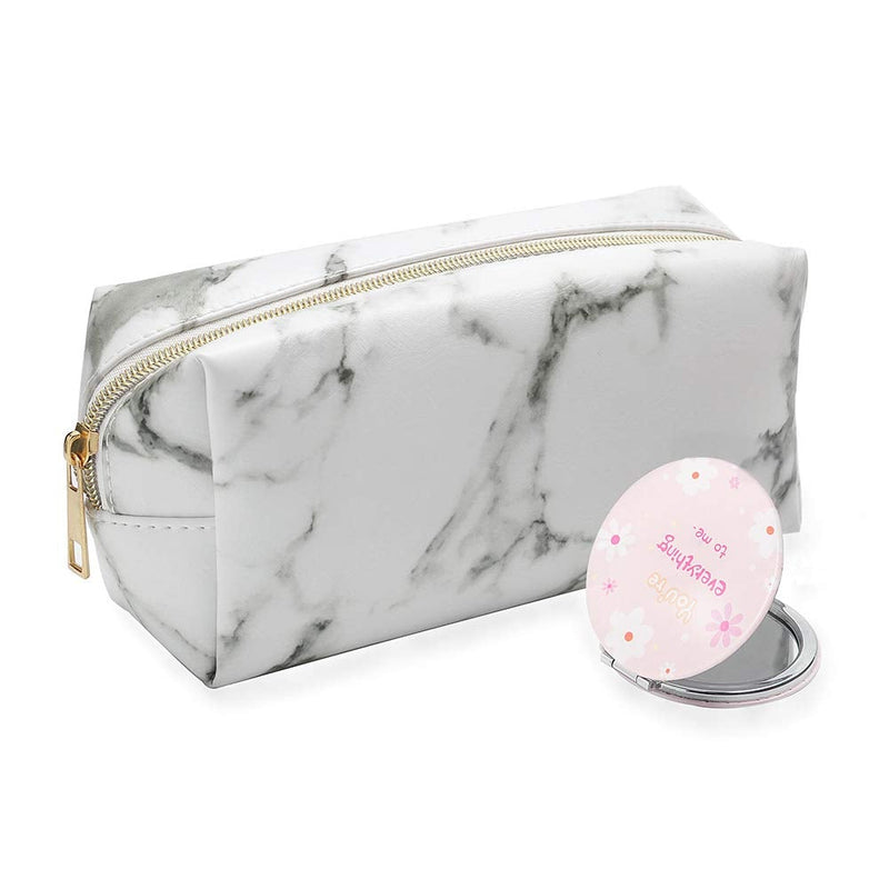 [Australia] - Yxaomite Marble Makeup Bags, Travel Cosmetic Bags Storage Brushes Pouch PU Leather Toiletry Wash Bag Pencil Case Portable Make Up Pouch Gift for Valentine's Day 