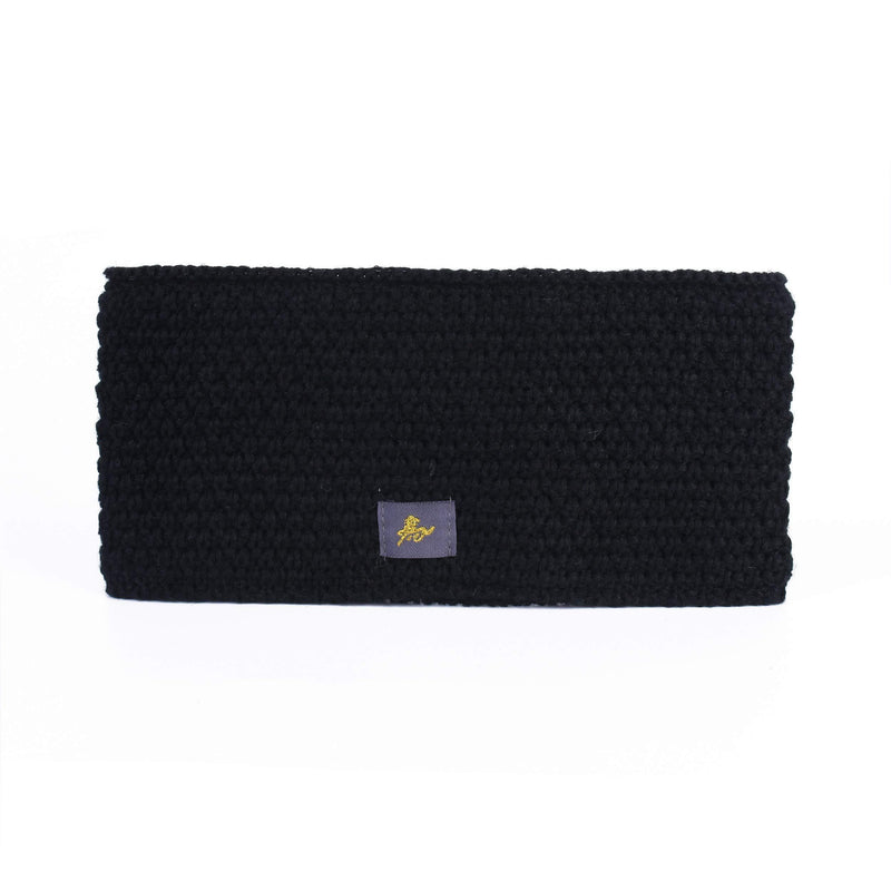 [Australia] - Knitted Headband for women Neck Warmer Fleece Lining trendy Pattern Hairband Winter Black 