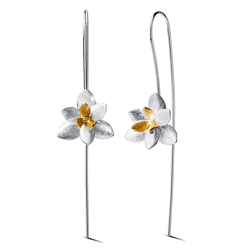 [Australia] - Lotus Fun ✦Gift for Christmas✦ S925 Sterling Silver Drop Earrings Elegant Orchid Flower Fashion Dangle Earring for Women and Girls Handmade Unique Jewelry Gift 