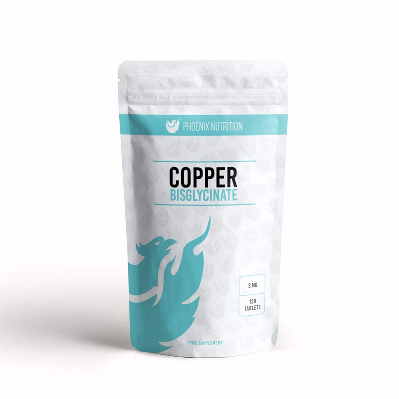 [Australia] - Copper Bisglycinate 3mg x 120 Tablets (Bioavailable Chelated Form) by Phoenix Nutrition 
