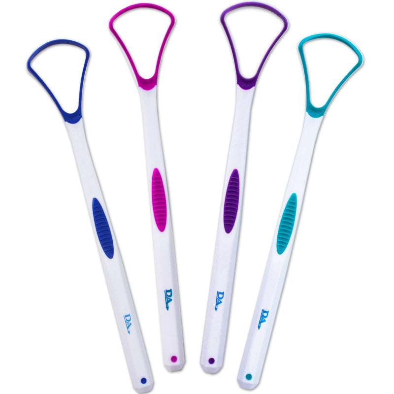 [Australia] - 4 Tongue Scraper Cleaner ~ Soft & Gentle Silicone Head (1 of Each Colour) 1 of Each Colour 