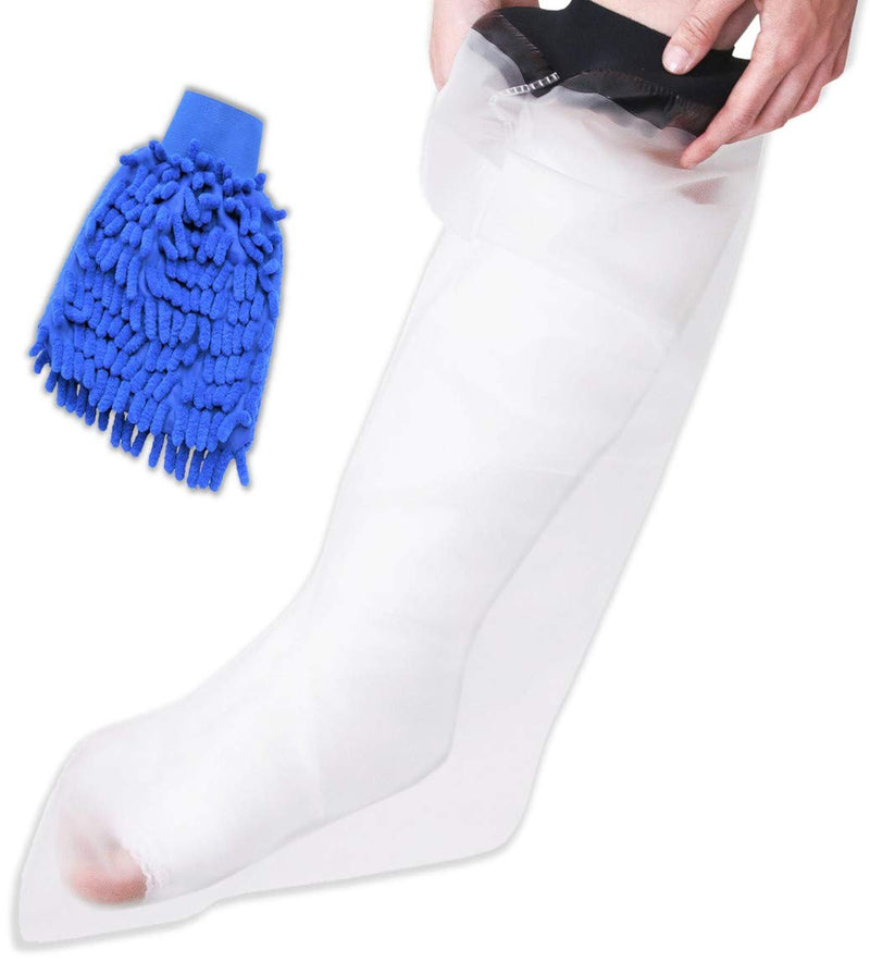 [Australia] - Waterproof Leg Protector for Cast and Bandage with a Hygiene Mitt - Adult Half-Leg Design for Shower or Bath by H2OGuard 