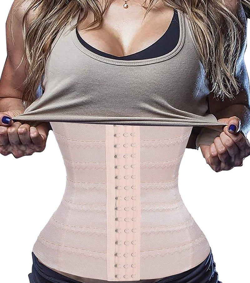 [Australia] - Bafully Womens Waist Trainer Corset Slimming Body Shaper Tummy Control Girdle Band Steel Boned Underwear XL Beige 