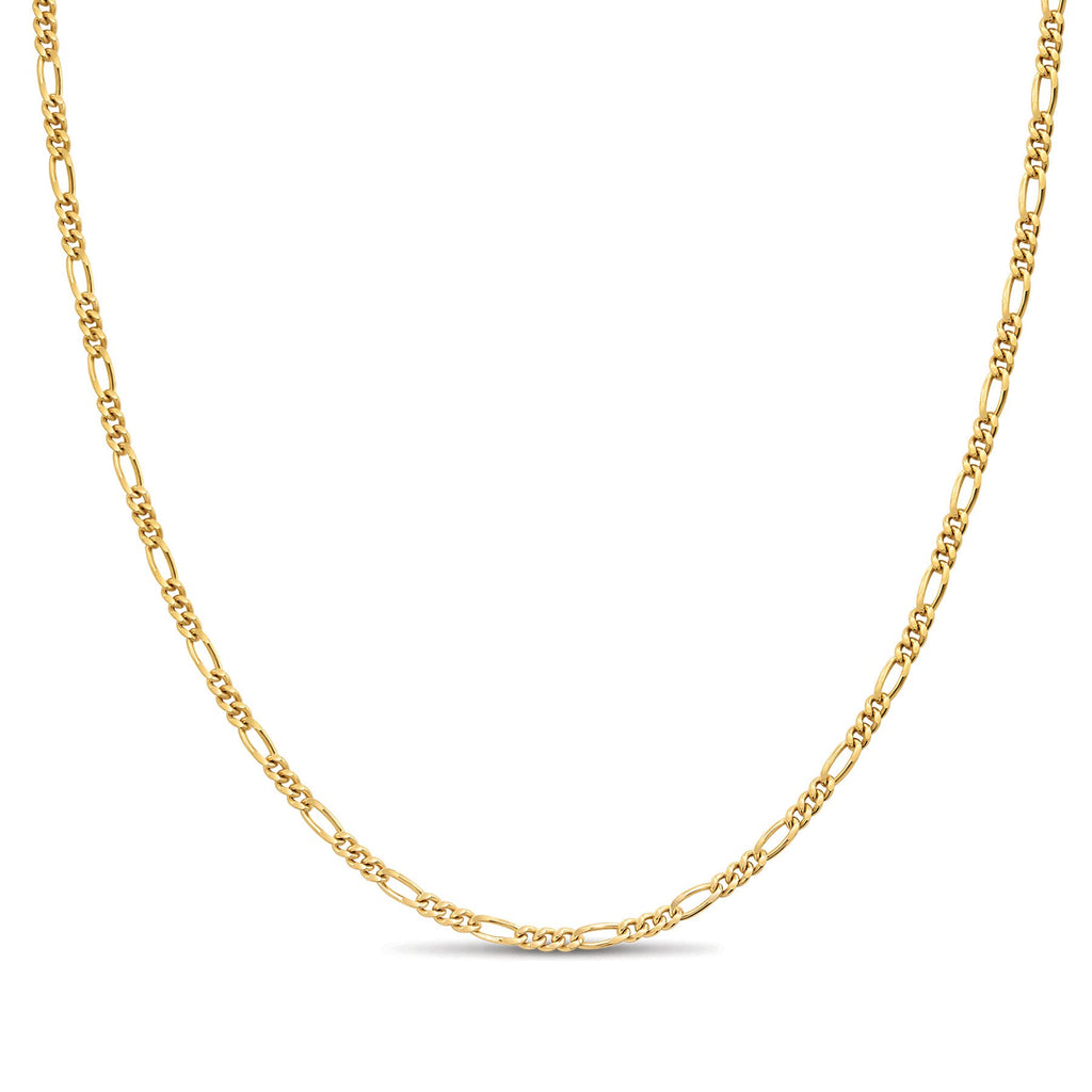 [Australia] - KEZEF Figaro Chain Link in Gold Plated Sterling Silver, Rose Gold Plated Sterling Silver & Sterling Silver 2mm Italian 7-42 Inch Bracelets and Necklaces 24.0 Inches 18ct Gold Plated Silver 