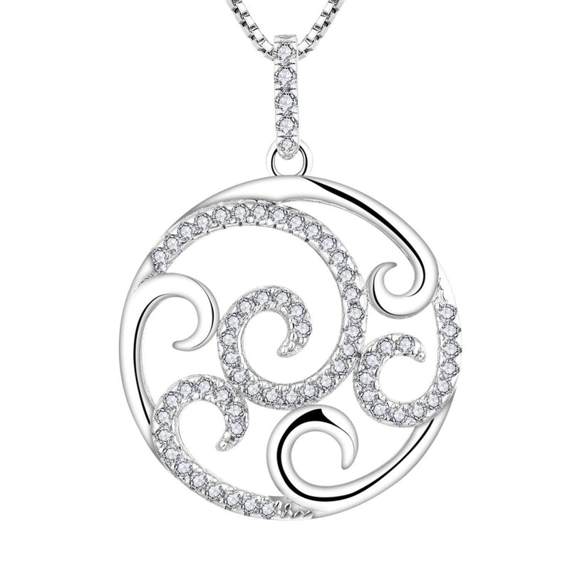 [Australia] - YL Celtic Necklace 925 Sterling Silver 12 Birthstone Cubic Zirconia Celtic Knot Pendant Necklace for Women, Chain Length 45+3CM Filigree 