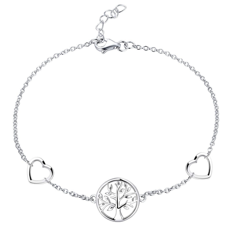 [Australia] - YL Tree of Life Bracelet 925 Sterling Silver Family Tree Bracelet for Women(16+3CM) 