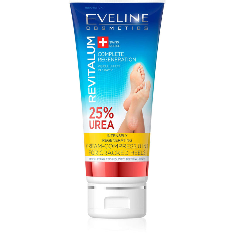 [Australia] - Eveline Cosmetics Revitalum Cream-compress for Cracked Heels 8 in 1 | 75 ML | Moisturising Foot Cream for Cracked Heels Treatment | 25% UREA | Fast-absorbing Formula | Refreshing Mint Extract 