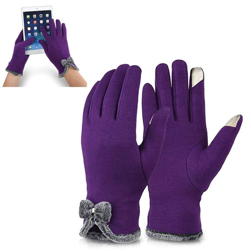 [Australia] - AOAKY Touch Screen Gloves Womens Winter Warm Thick Lining for Gifts,Outdoor,Shopping,Exercise Purple 