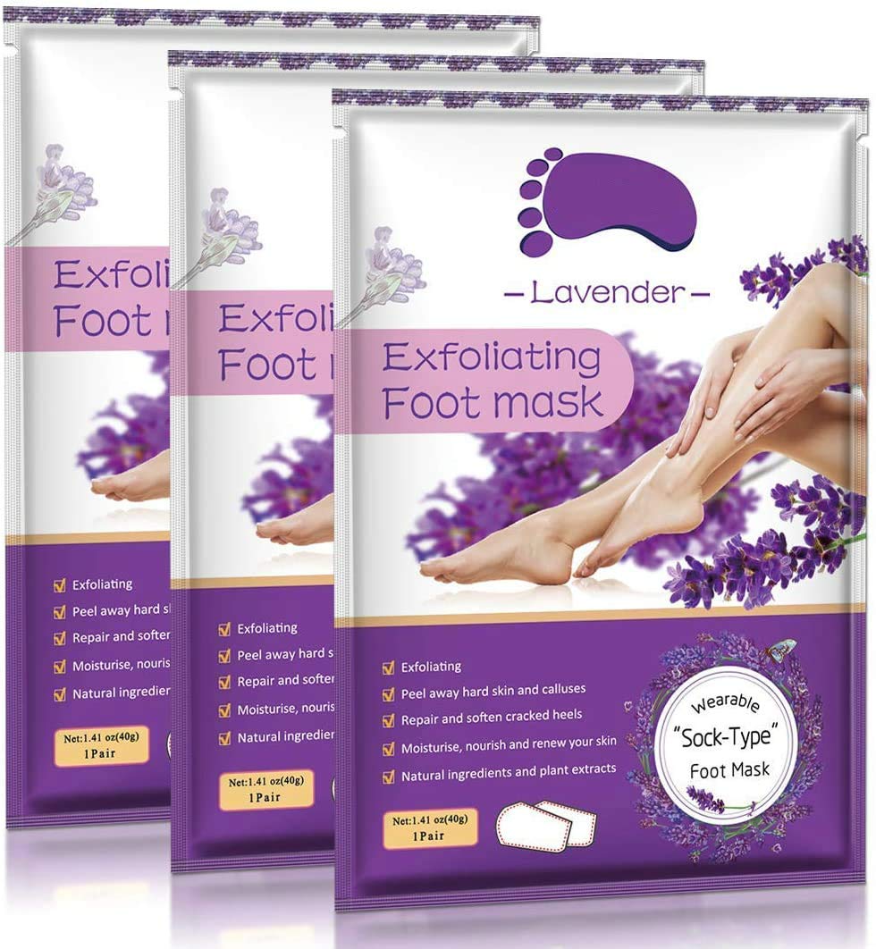 [Australia] - 3 Pairs Foot Peel Mask, Exfoliating Foot Mask Remove Calluses & Dead Skin Cells, Peel second day, Completely within 4-7 days (lavender) (3 PCS) 