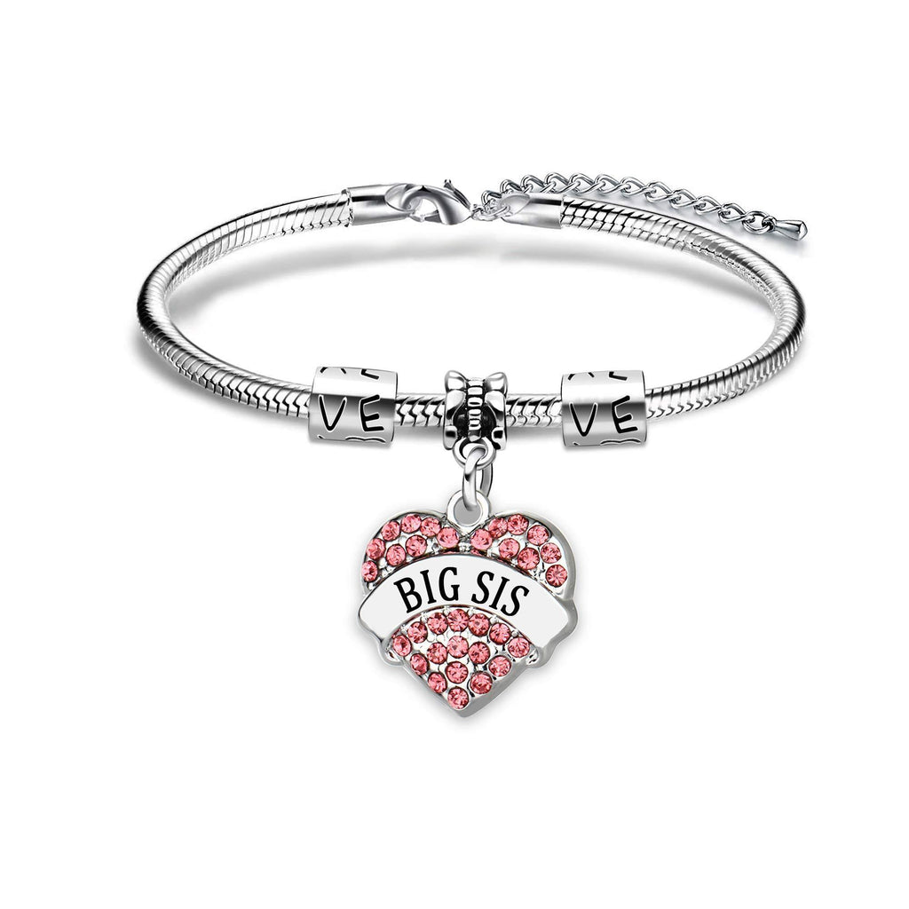 [Australia] - ACAROMAY Big Sis/Middle Sis/Little Sis Love Heart Charm Pendant Bracelet for Sister Bestie 