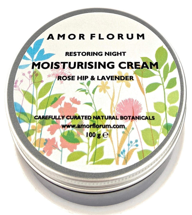 [Australia] - pH 5.5 BALANCED - MOISTURE RESTORING NIGHT CREAM - with ROSEHIP & LAVENDER OIL - 100 g - by AMOR FLORUM. 99% Natural. Facial Moisture Cream for Sensitive Skin. Protects, Hydrates, Soothes, Repairs. 