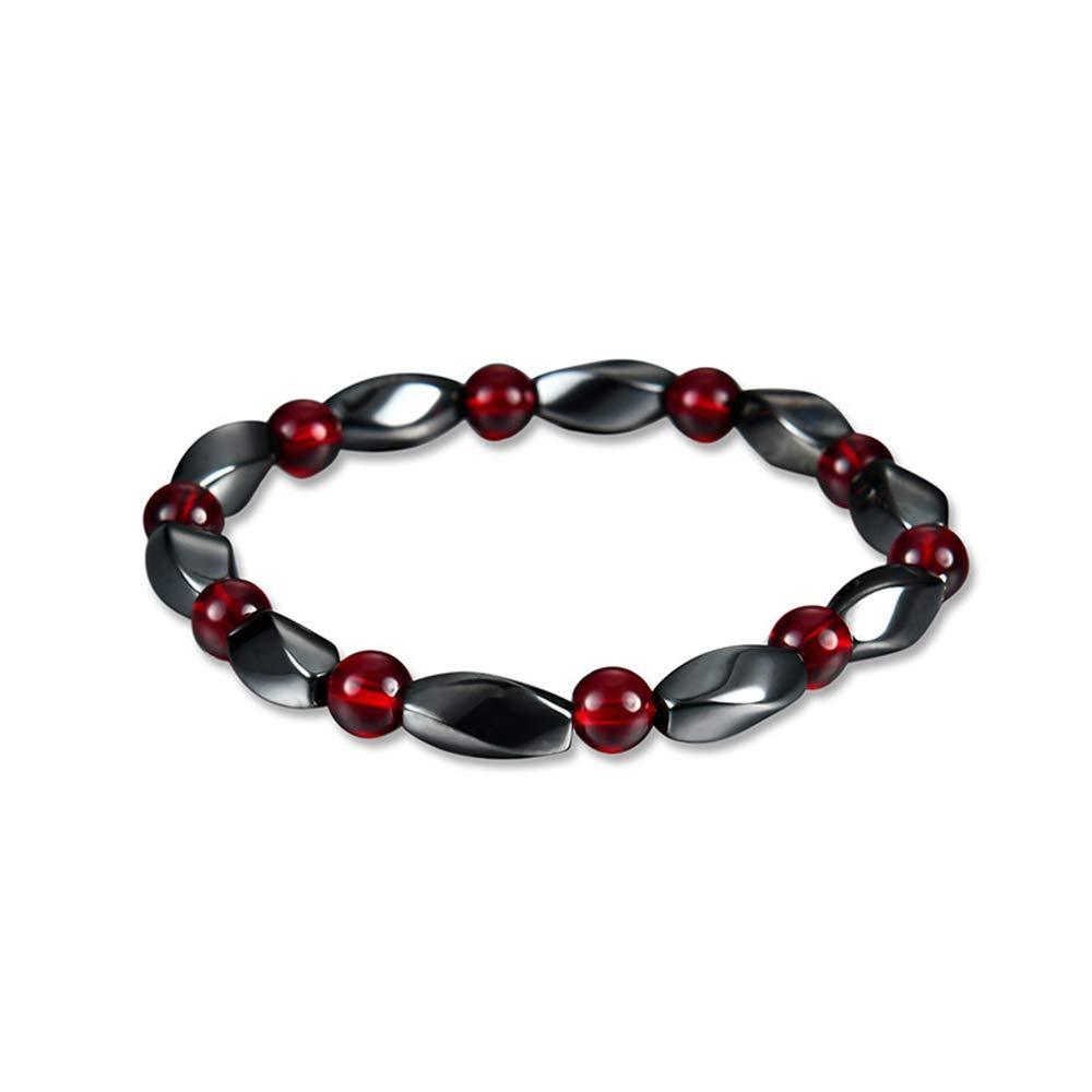 [Australia] - Black Magnetite Malachite Red Crystal Healing Bangle Magnetic Hematite Health Bracelet for Women Men Jewelry 